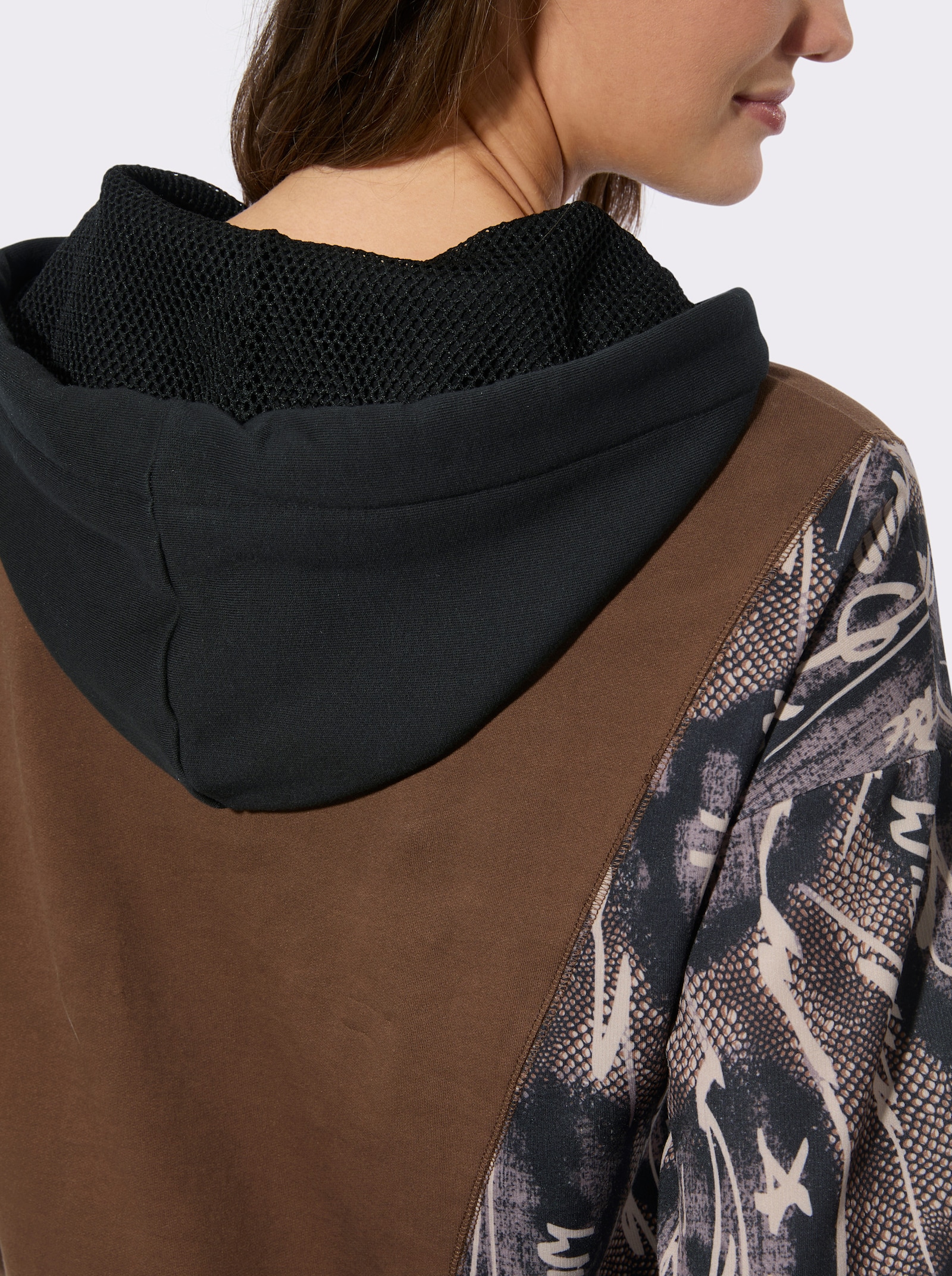 Longsweatshirt in asymmetrischem Schnitt - taupe