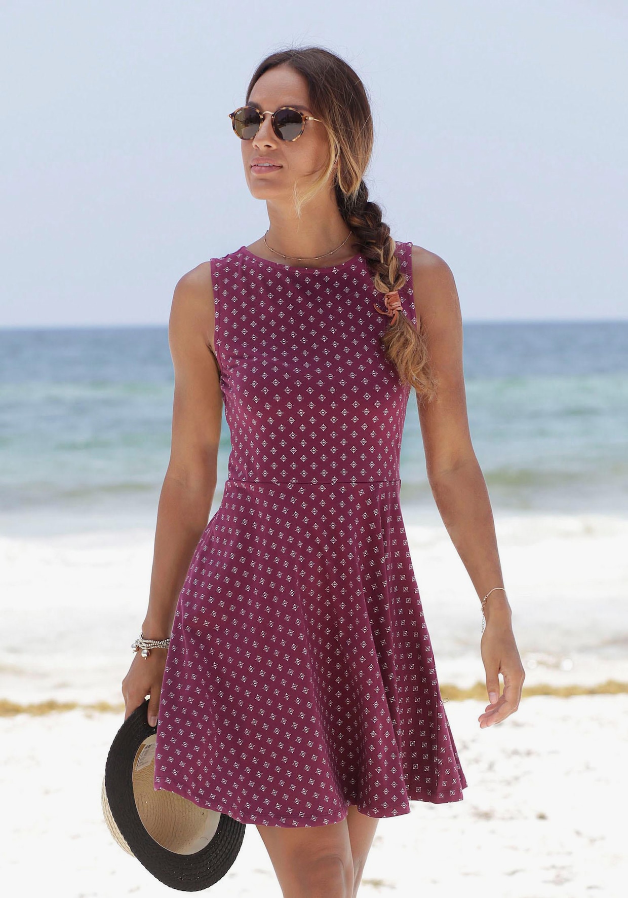 Beachtime Strandkleid - bordeaux-weiss