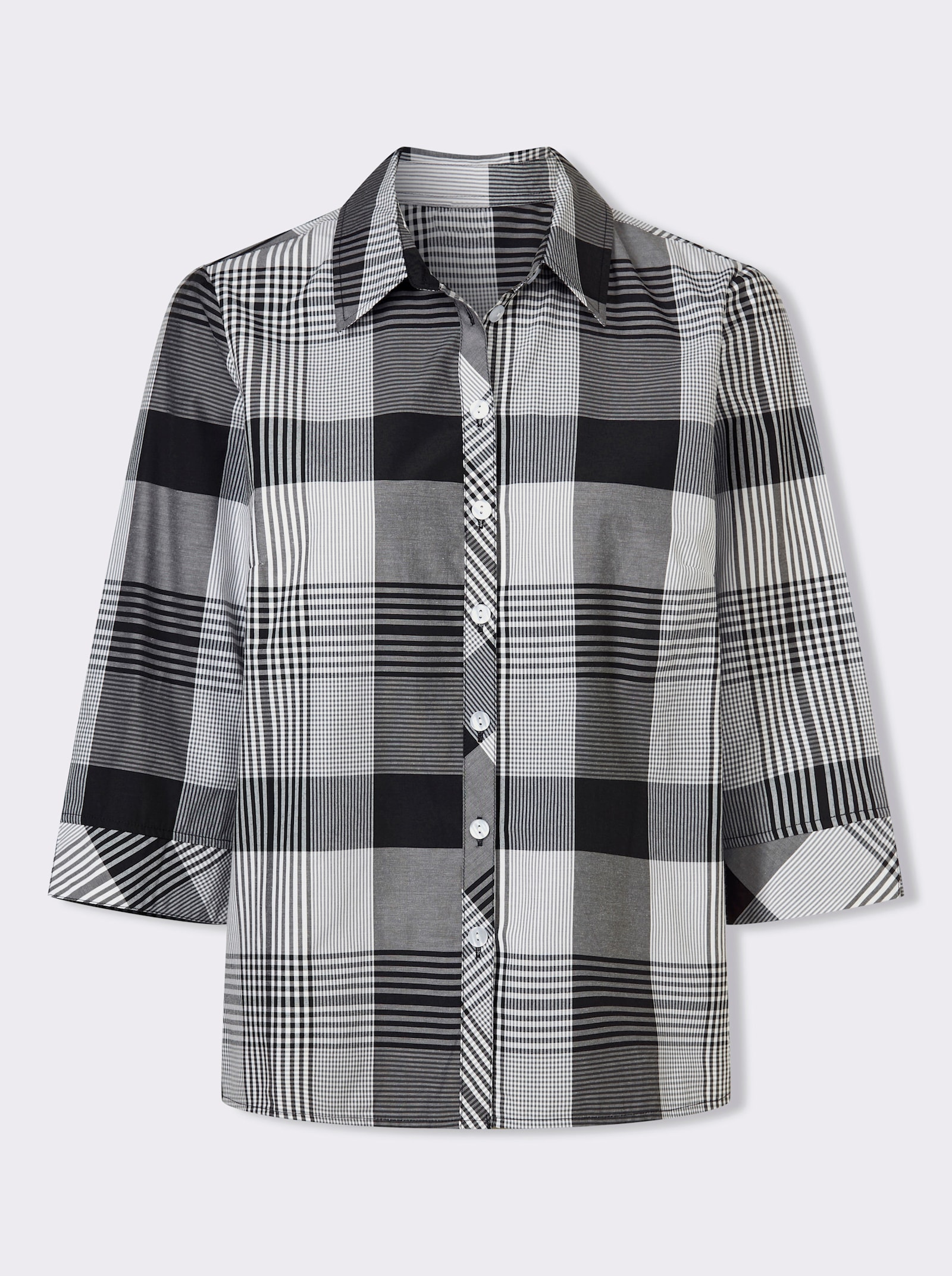 Kostkovaná halenka - černá-bílá-kostka