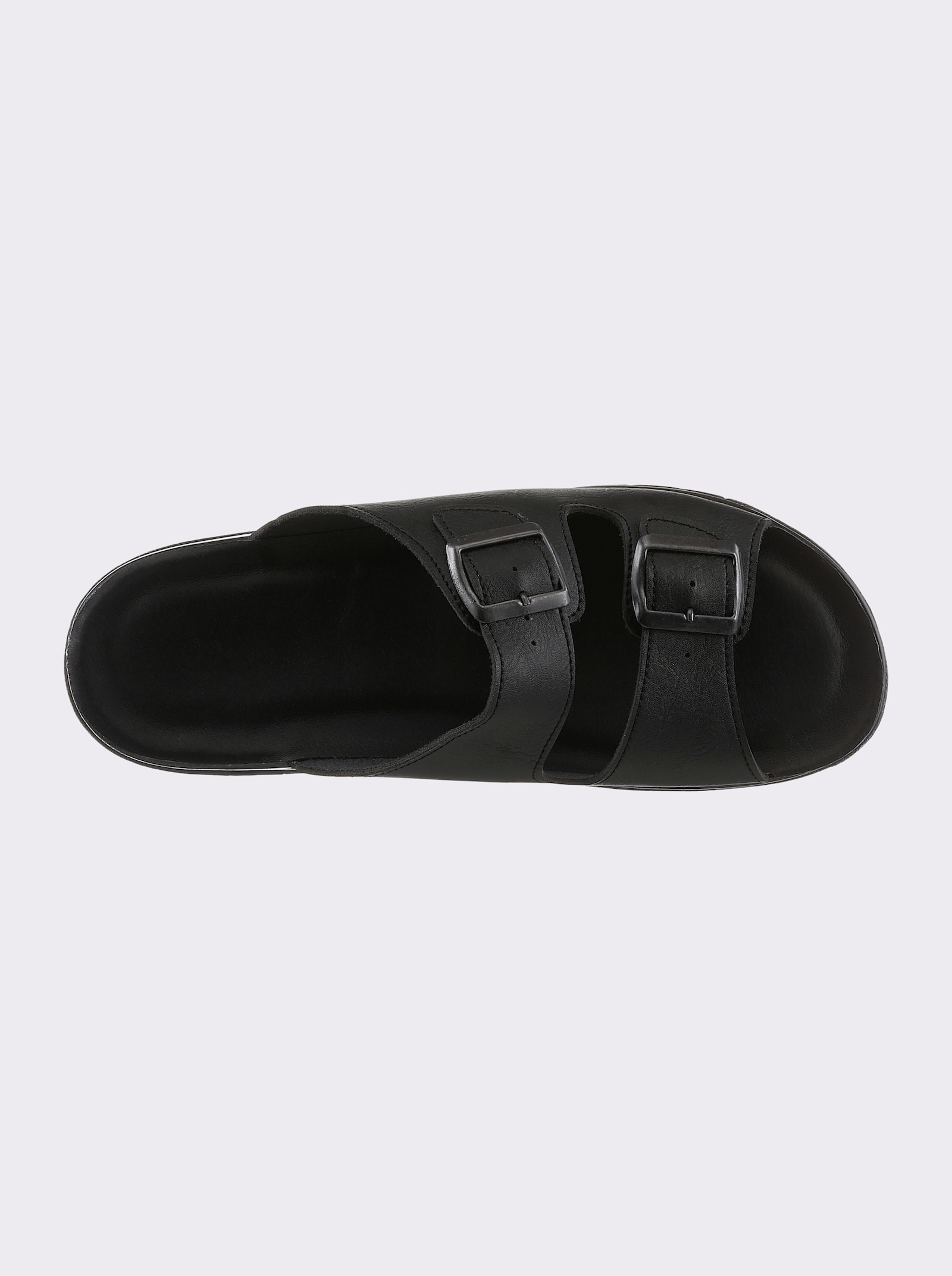airsoft modern+ Pantolette aus Lederimitat, weich gepolstert - schwarz