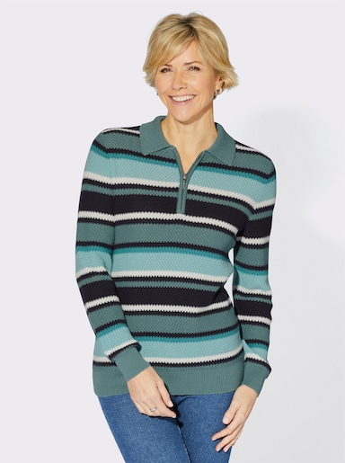 Polopullover - mint-geringelt