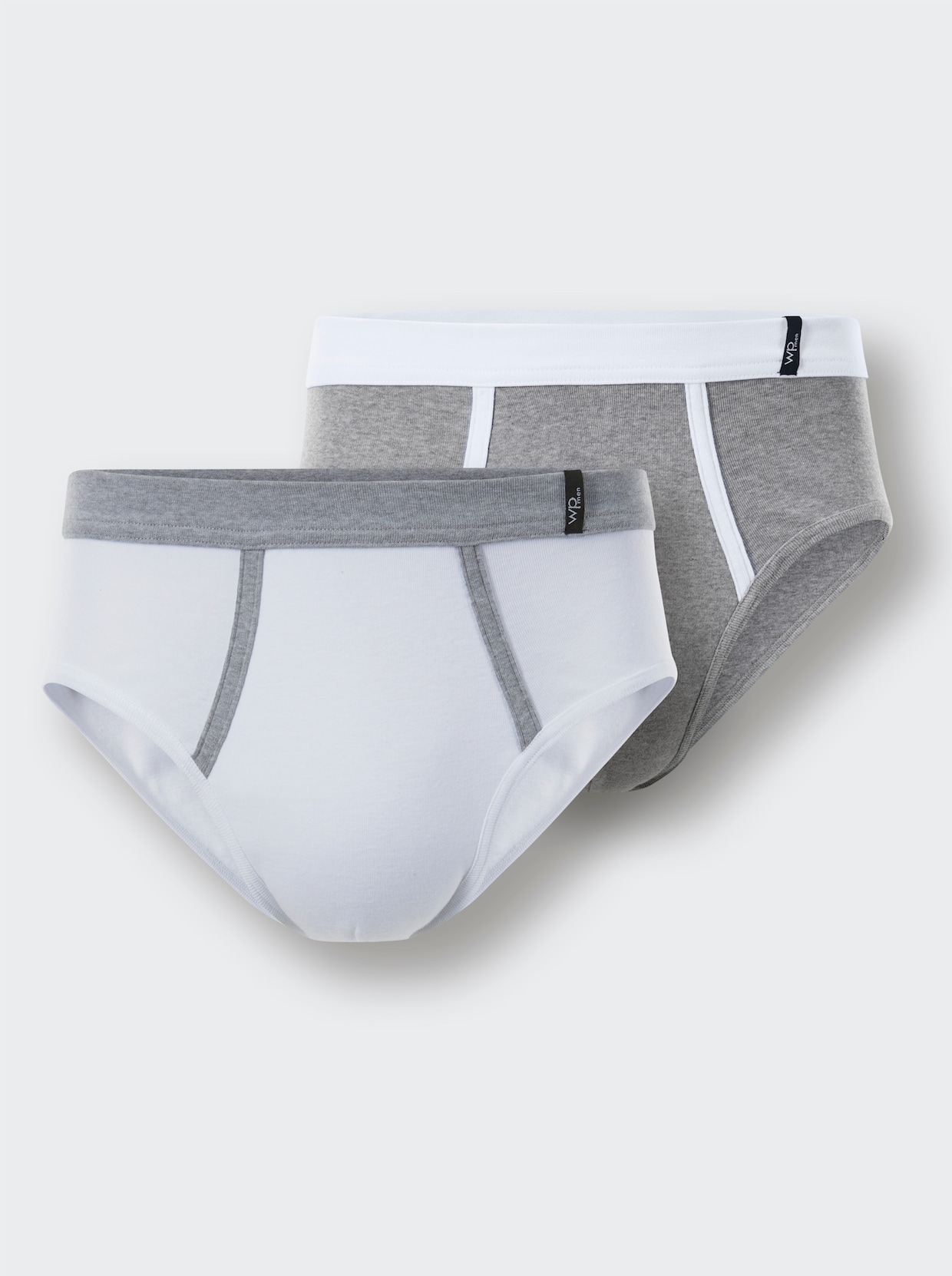 wäschepur men Slip - weiss + grau-meliert