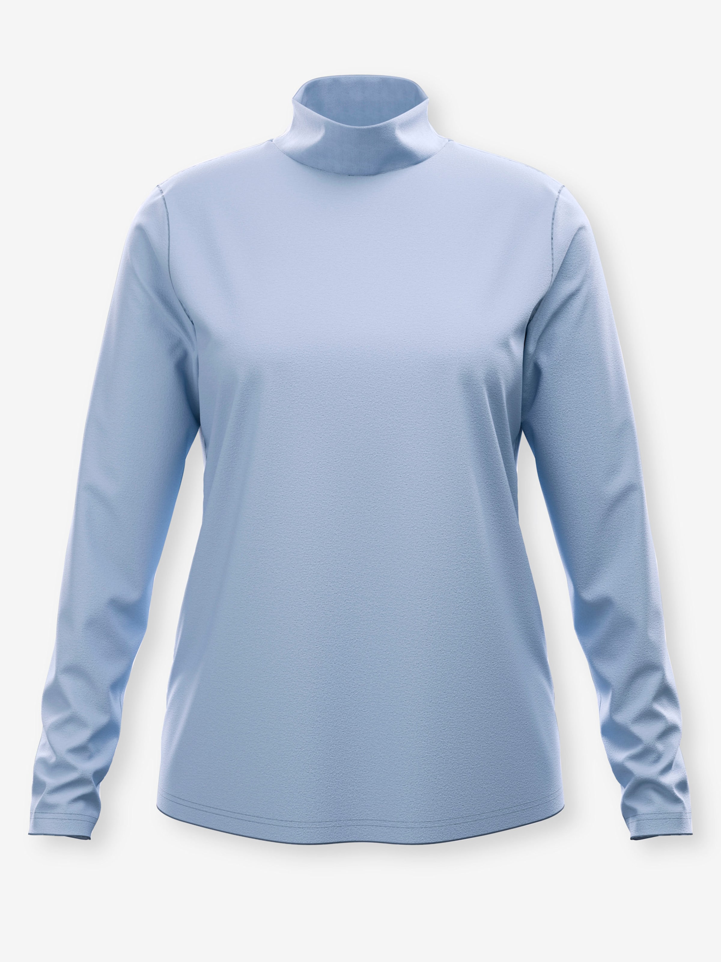 Damen Stehkragenshirt aus reiner Baumwolle bleu, Größe 40 - Bild 2