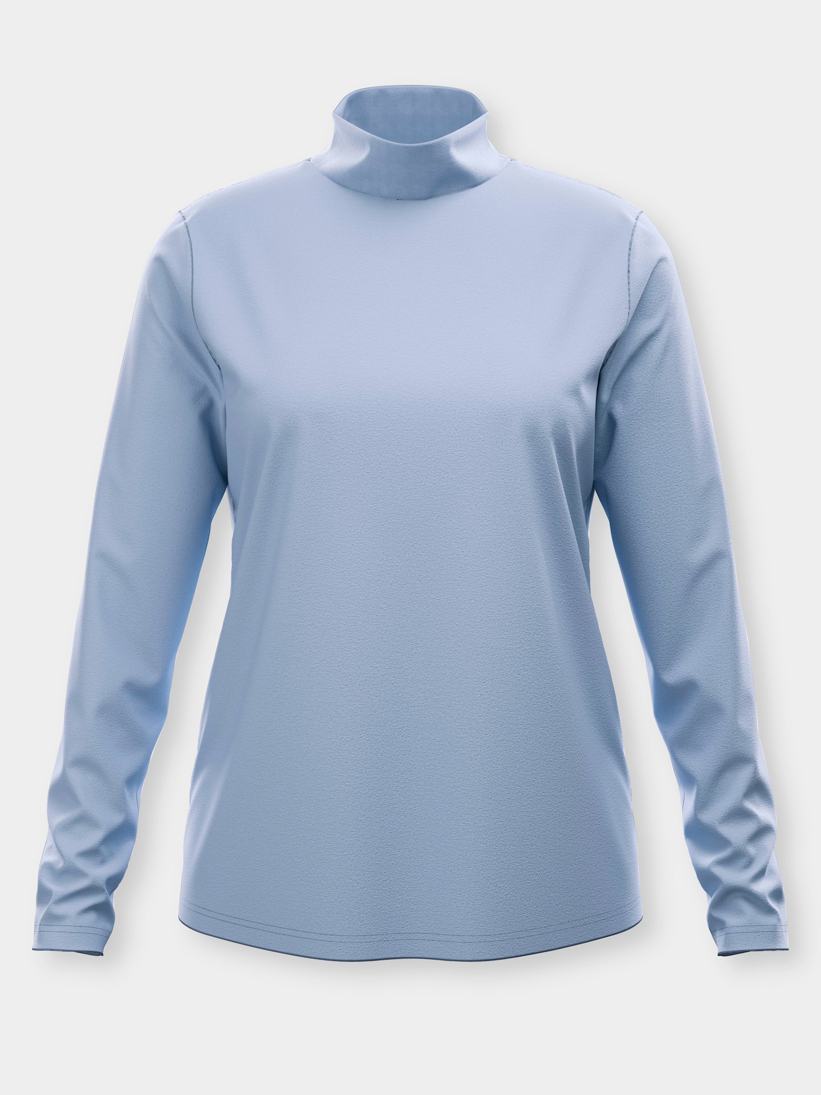 Stehkragenshirt aus reiner Baumwolle - bleu