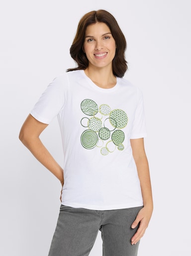Kurzarmshirt mit platziertem Druck - weiß-eucalyptus