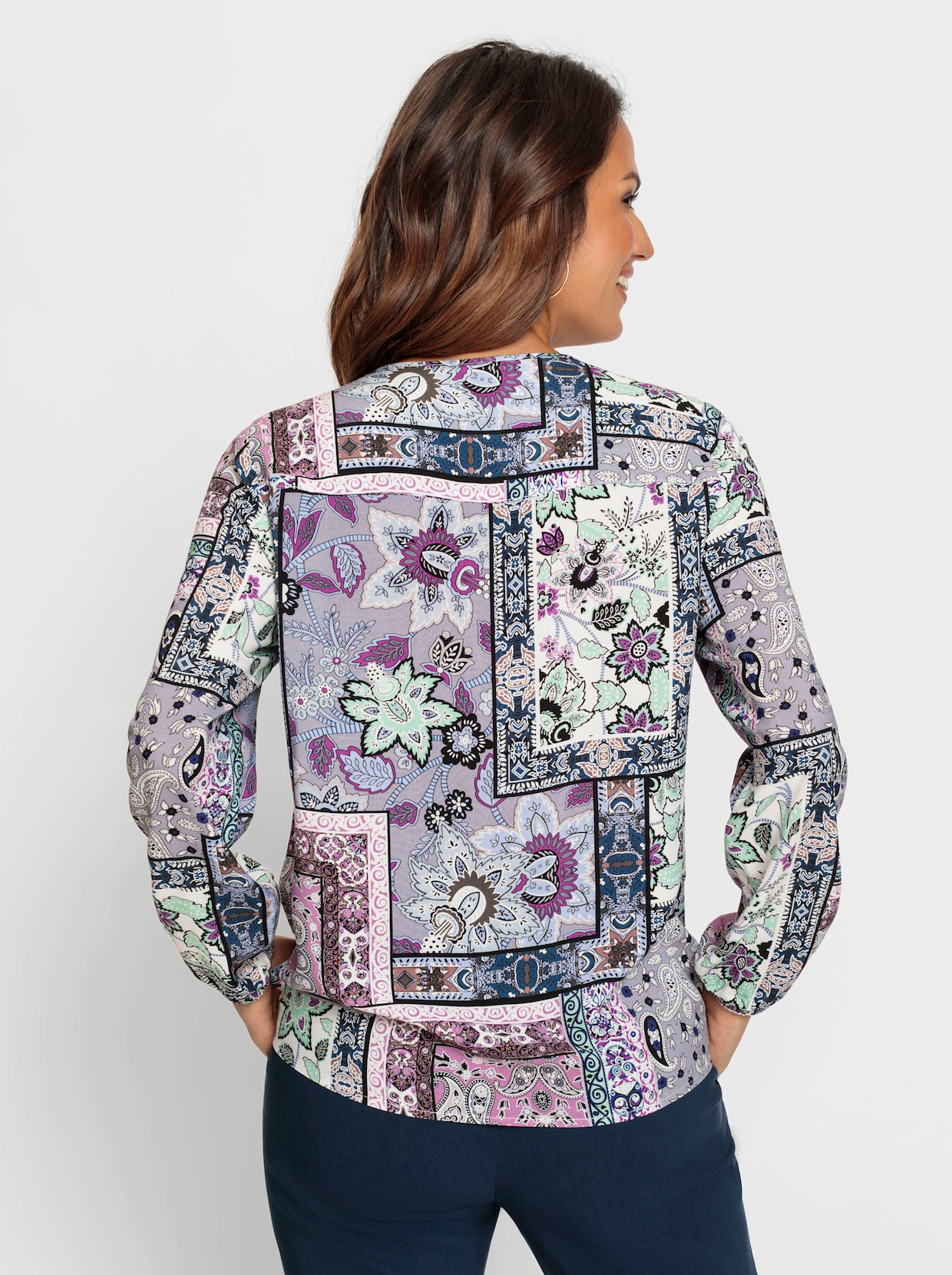 Blouse met print - roze/steengrijs bedrukt