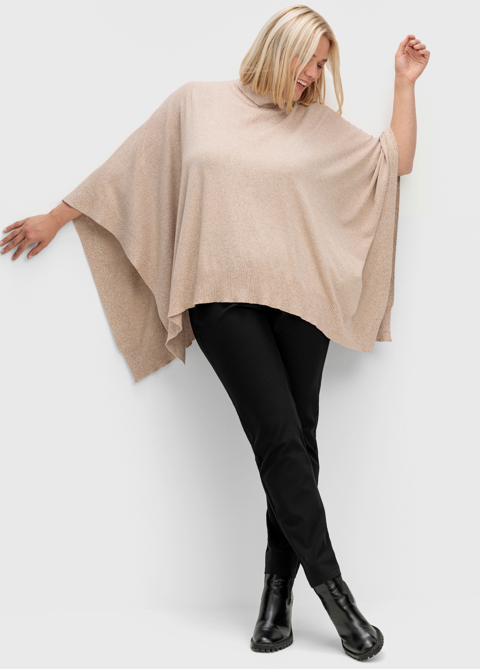 sheego Schlupfhose schmale Form, in Scuba-Qualität - schwarz