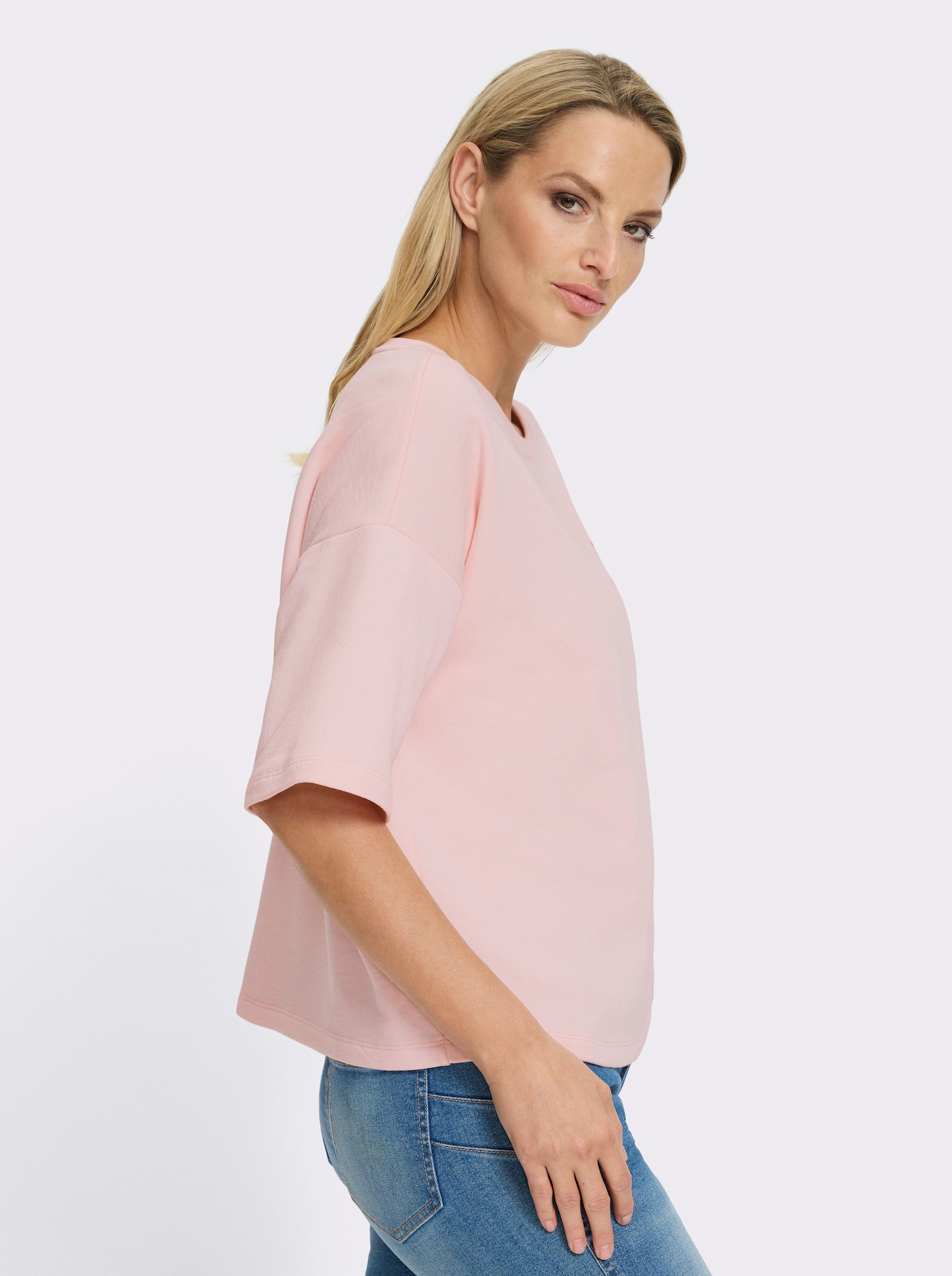 heine Sweatshirt mit gesticktem Schriftzug - hellrosé