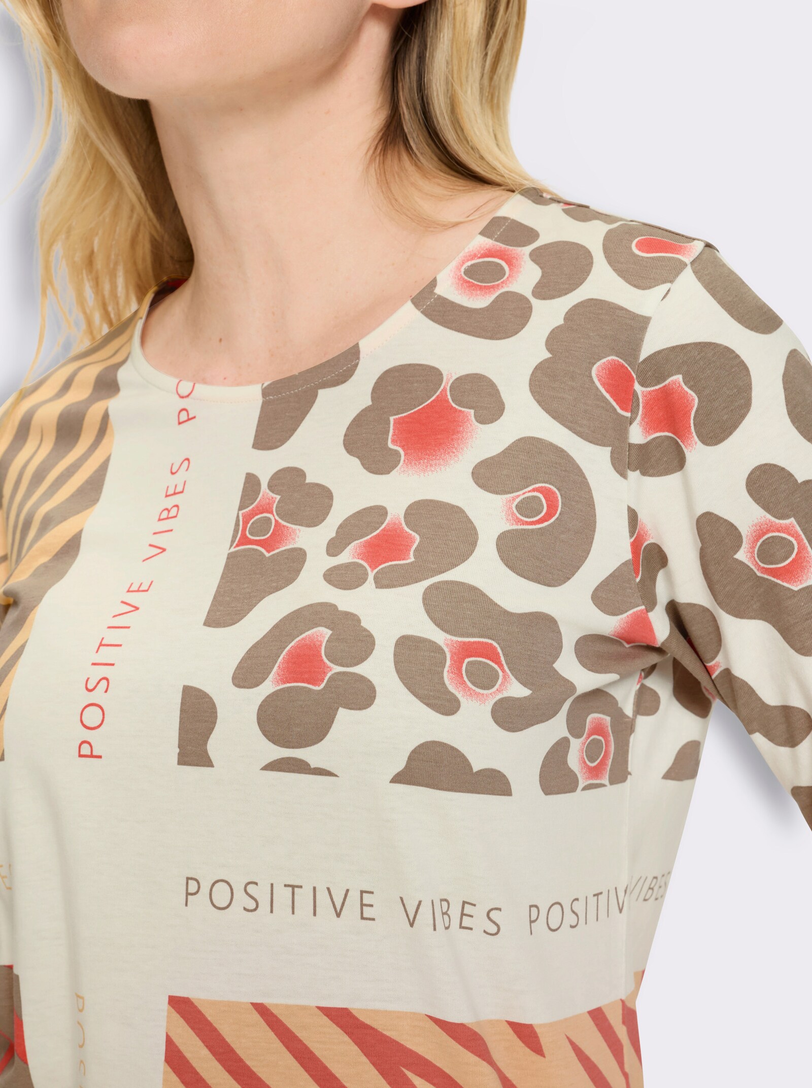 3/4-Arm-Shirt mit Patch-Print - taupe-hummer-bedruckt