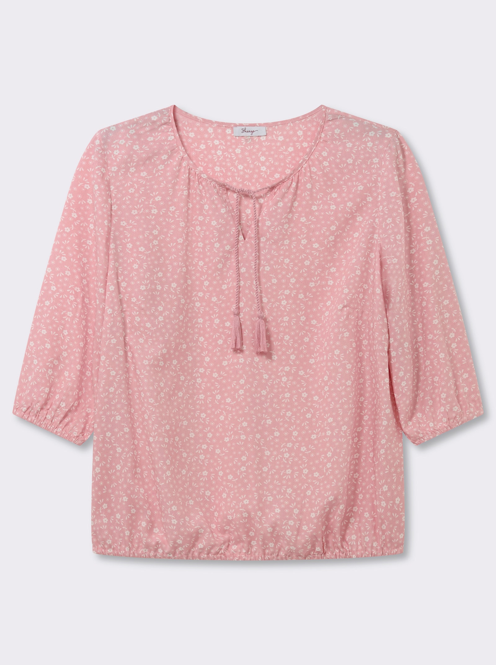 sheego Tunika mit Bindebändern - rosenquarz-ecru-bedruckt