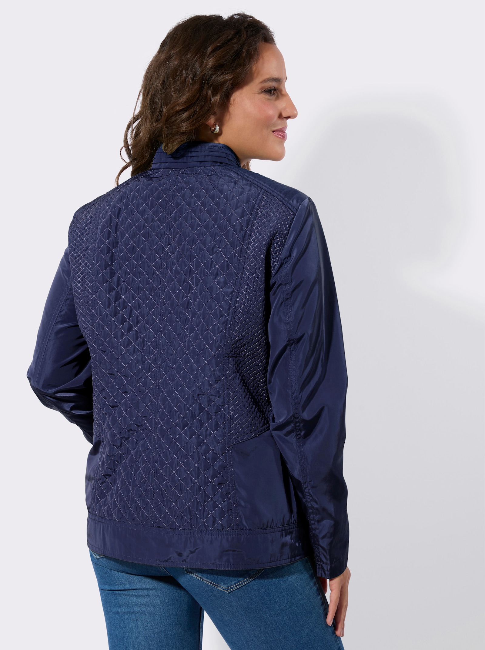 Steppjacke mit verdeckten Reißverschluss-Taschen - marine