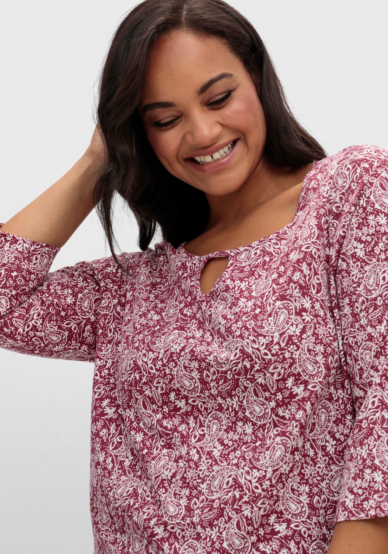 Print-Shirt - bordeaux-bedruckt