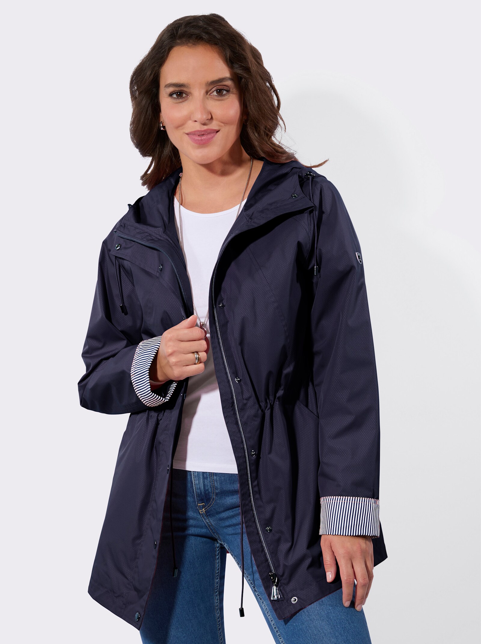 Übergangsjacke mit Streifen-Details - marine