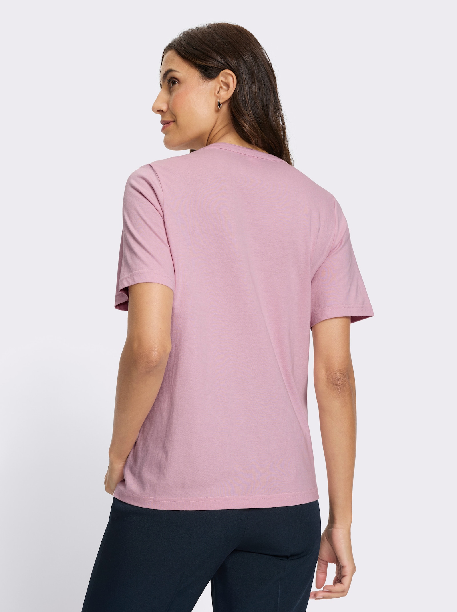 Kurzarmshirt mit glattem Rückenteil - rosé