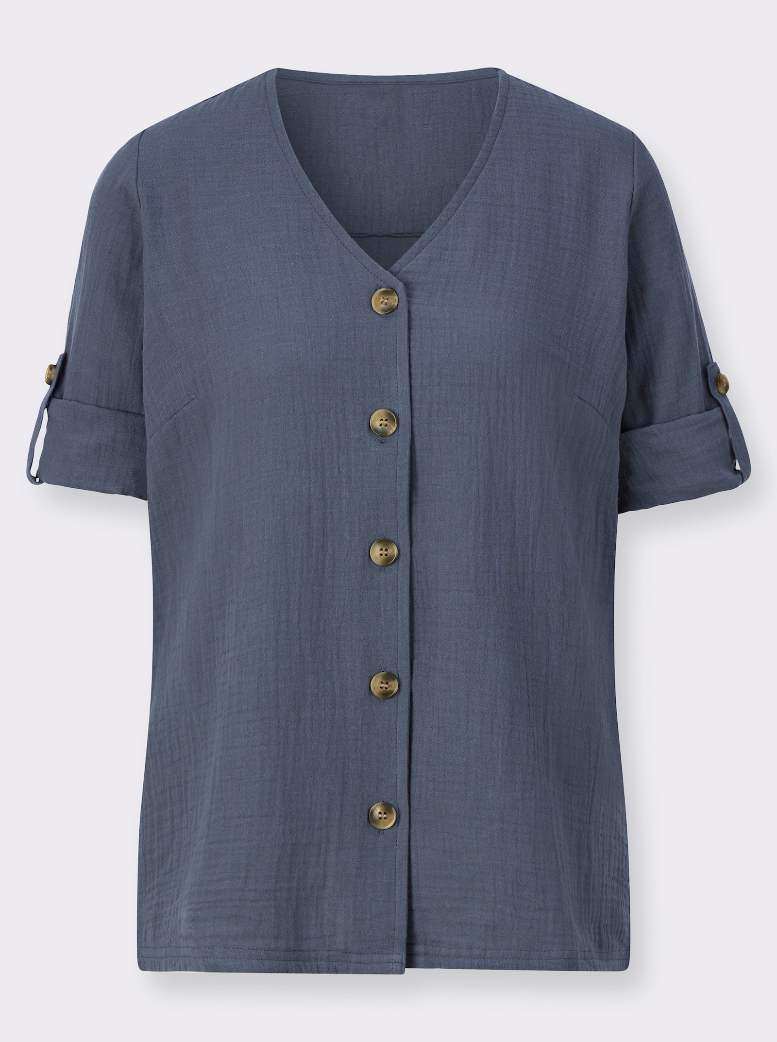 3/4-Arm-Bluse mit Krempelfunktion - rauchblau