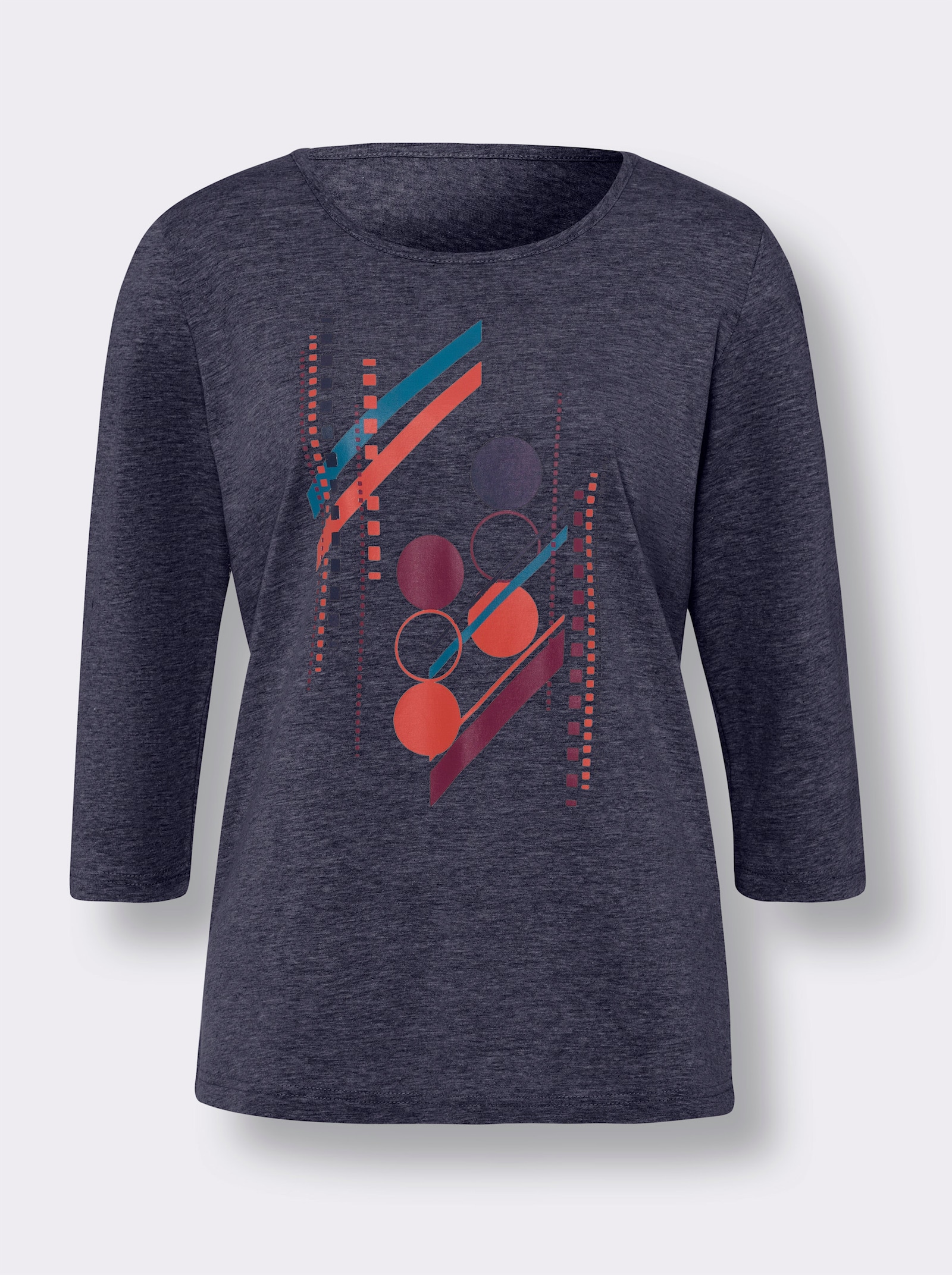 3/4-ärmad topp m grafiskt motiv - marine-terra