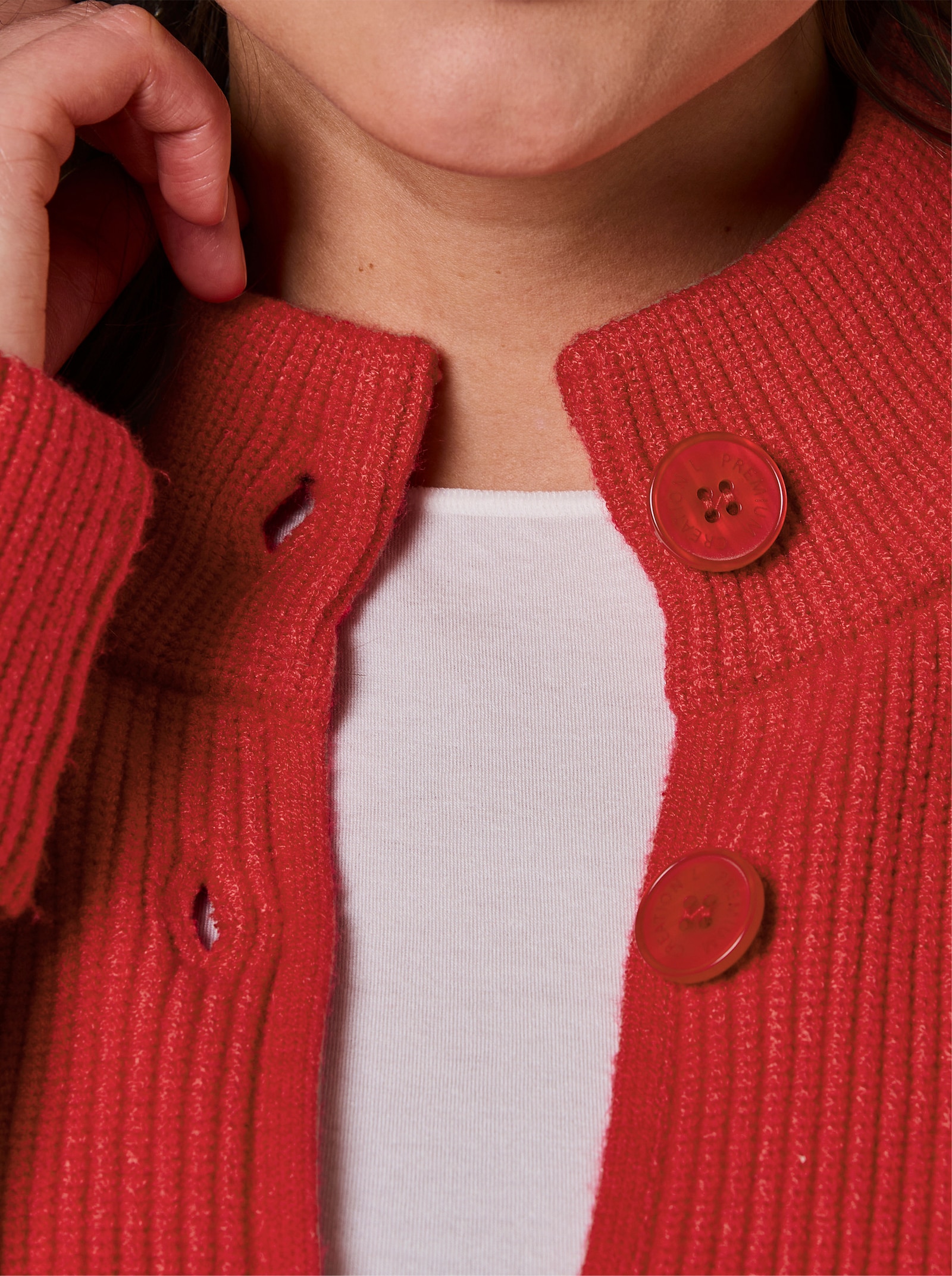 CREATION L PREMIUM Longstrickjacke in Ripp-Optik - rot