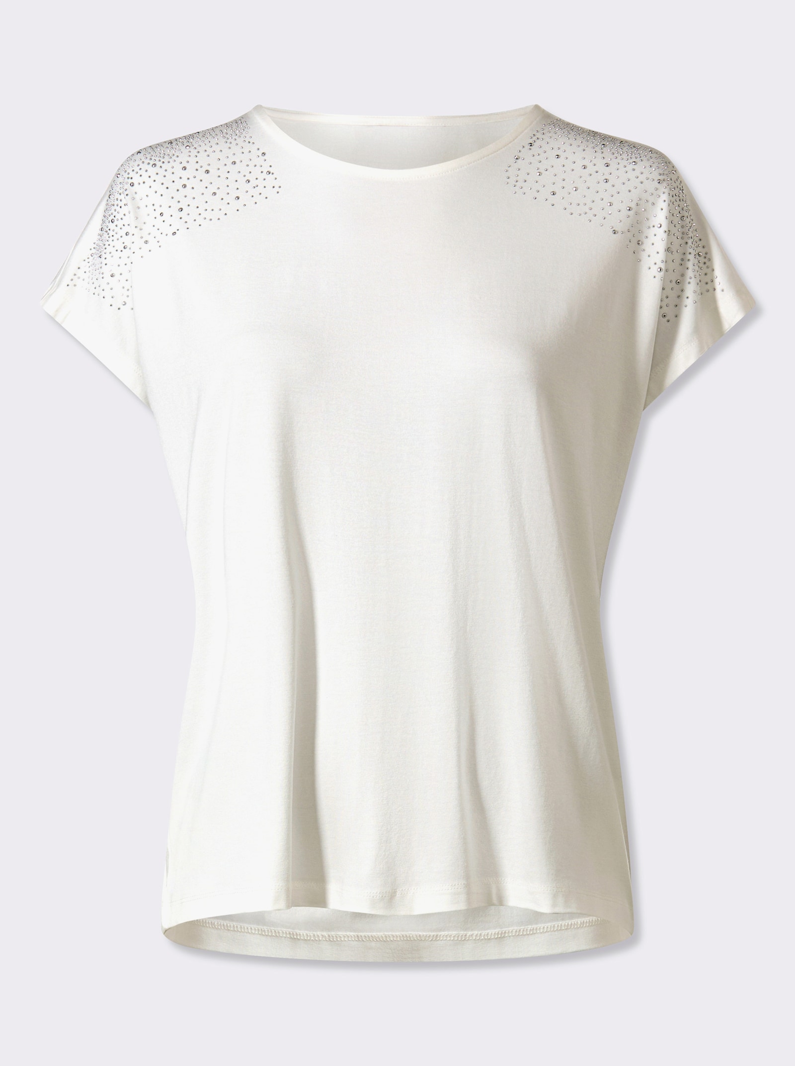 heine Kurzarmshirt mit Glitzersteinchen - ecru