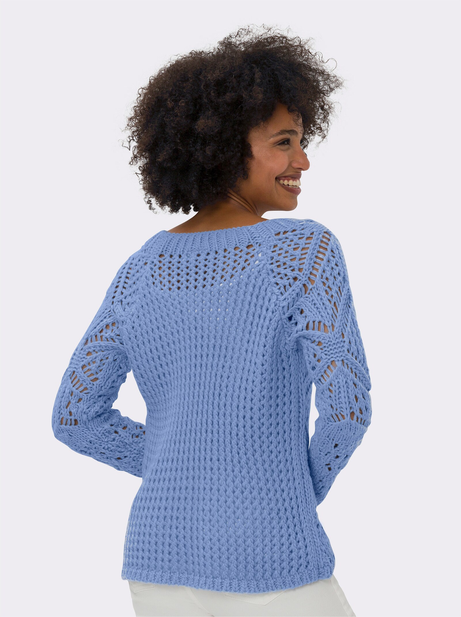 heine Ajourpullover mit Raglan-Ärmeln - eisblau