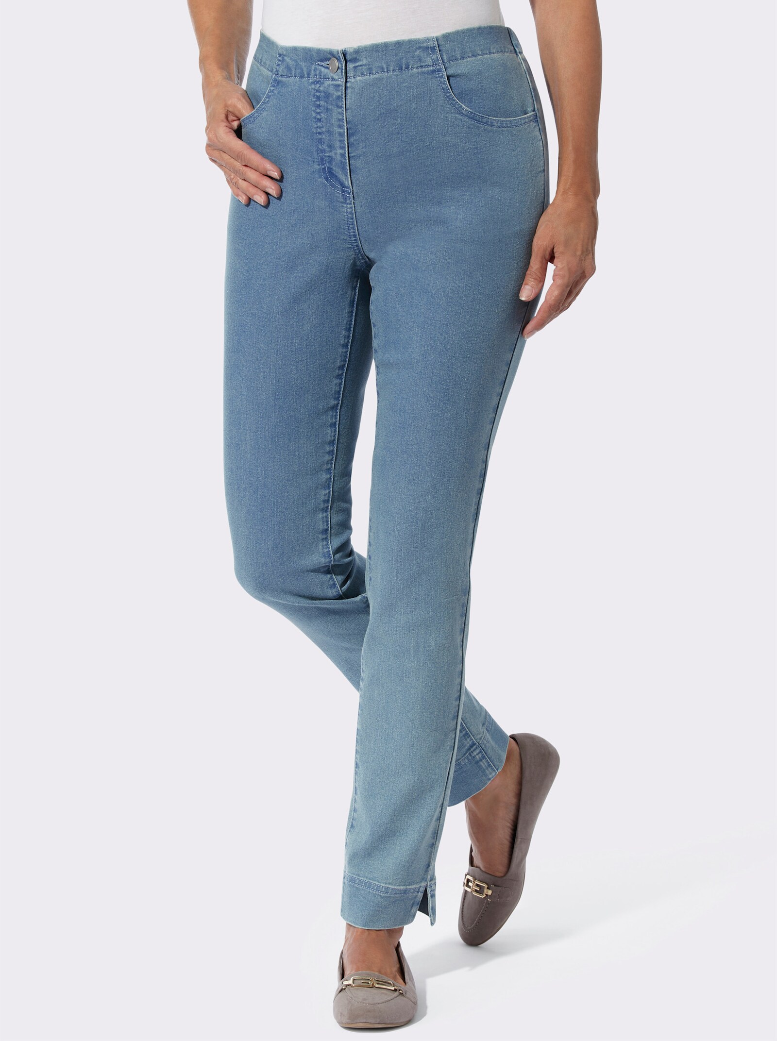 Jeans met voetsplitten - blue-bleached