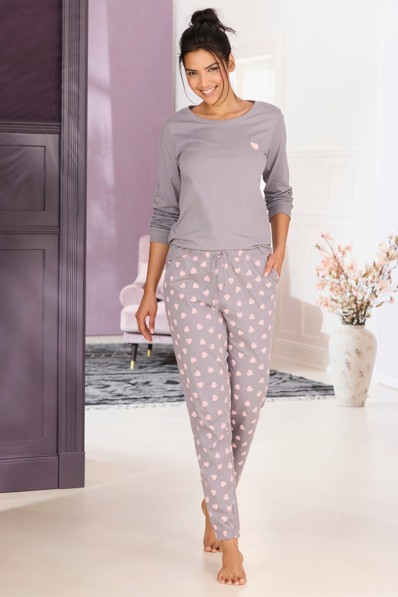 Vivance Dreams Pyjama - taupe gedessineerd