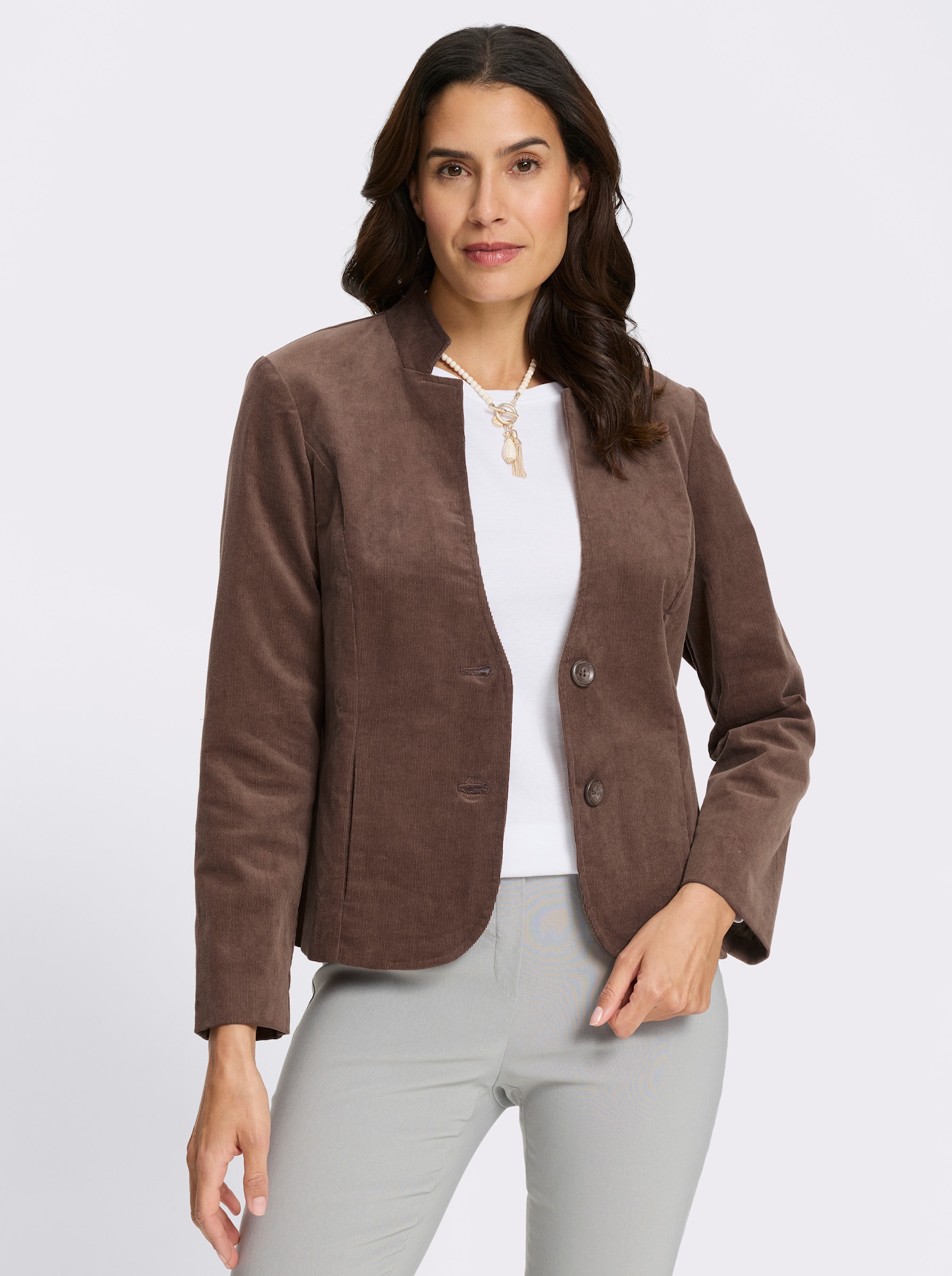 Cordblazer mit Stehkragen - schoko