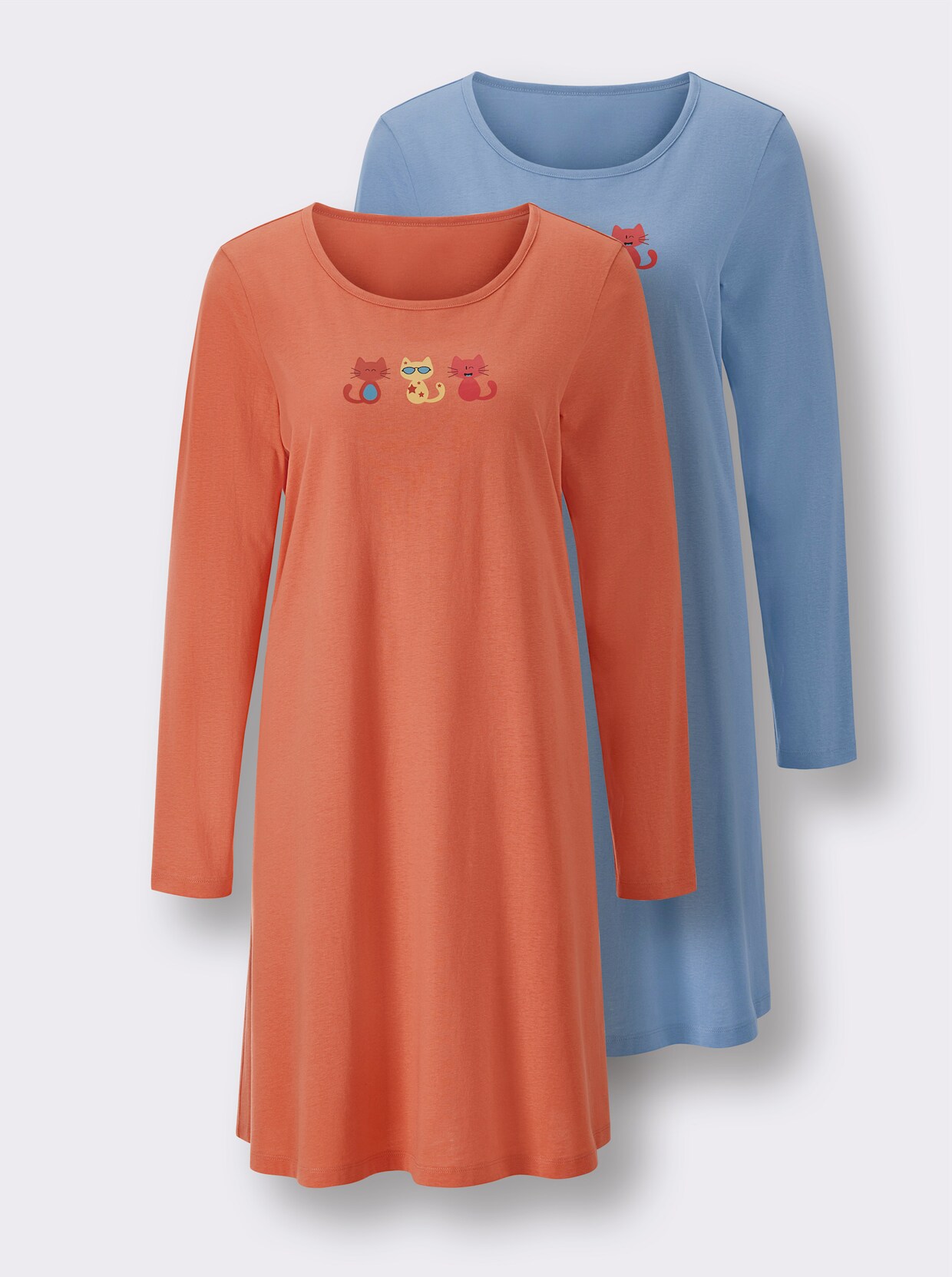 wäschepur Sleepshirt - himmelblau + papaya