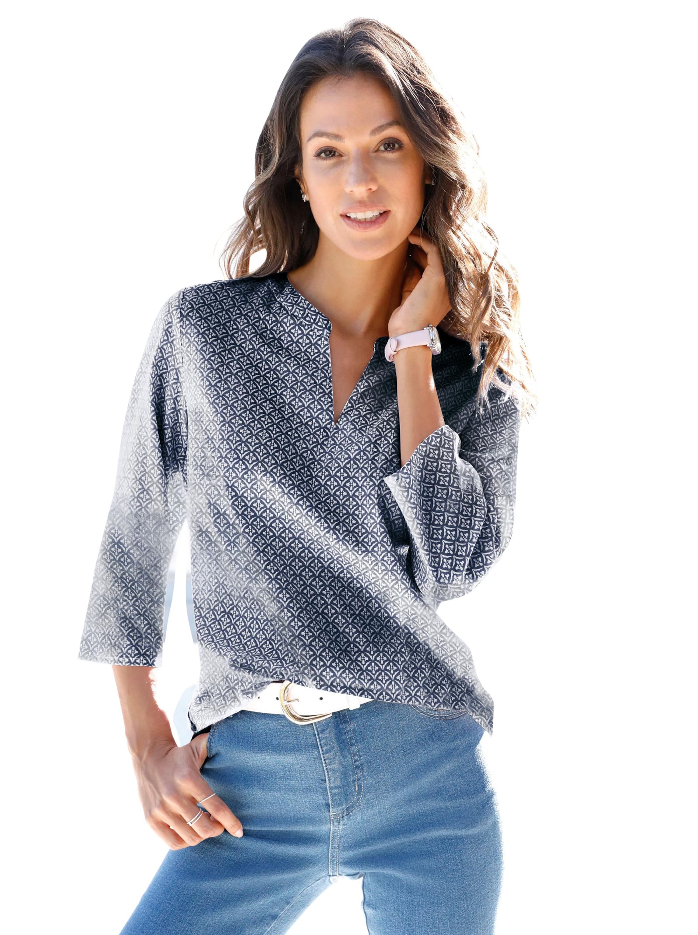 Bluse - marine-gemustert