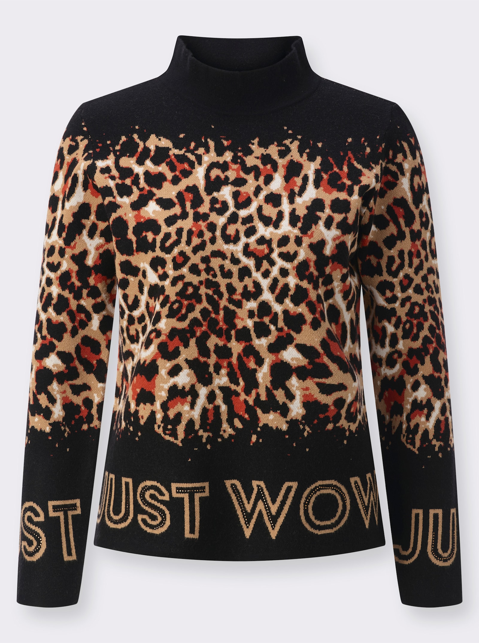 Pullover mit Animal-Jacquardmuster - schwarz-camel-gemustert
