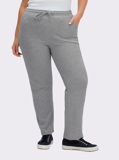 Jerseyhose mit Tunnelzug und Bindeband - grau-meliert