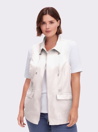 Longweste aus Microfaser - ecru