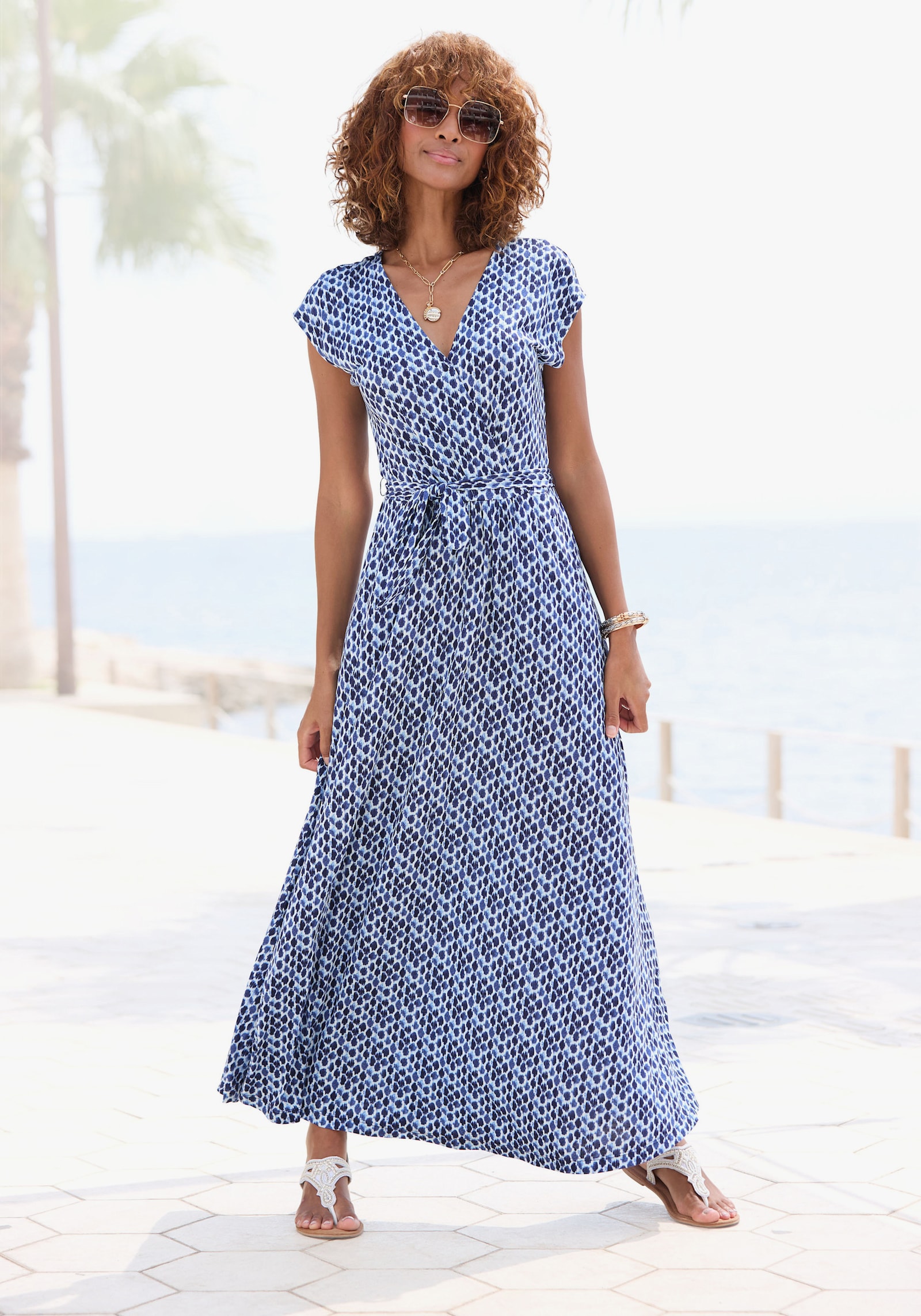 LASCANA Maxi-jurk - blauw bedrukt