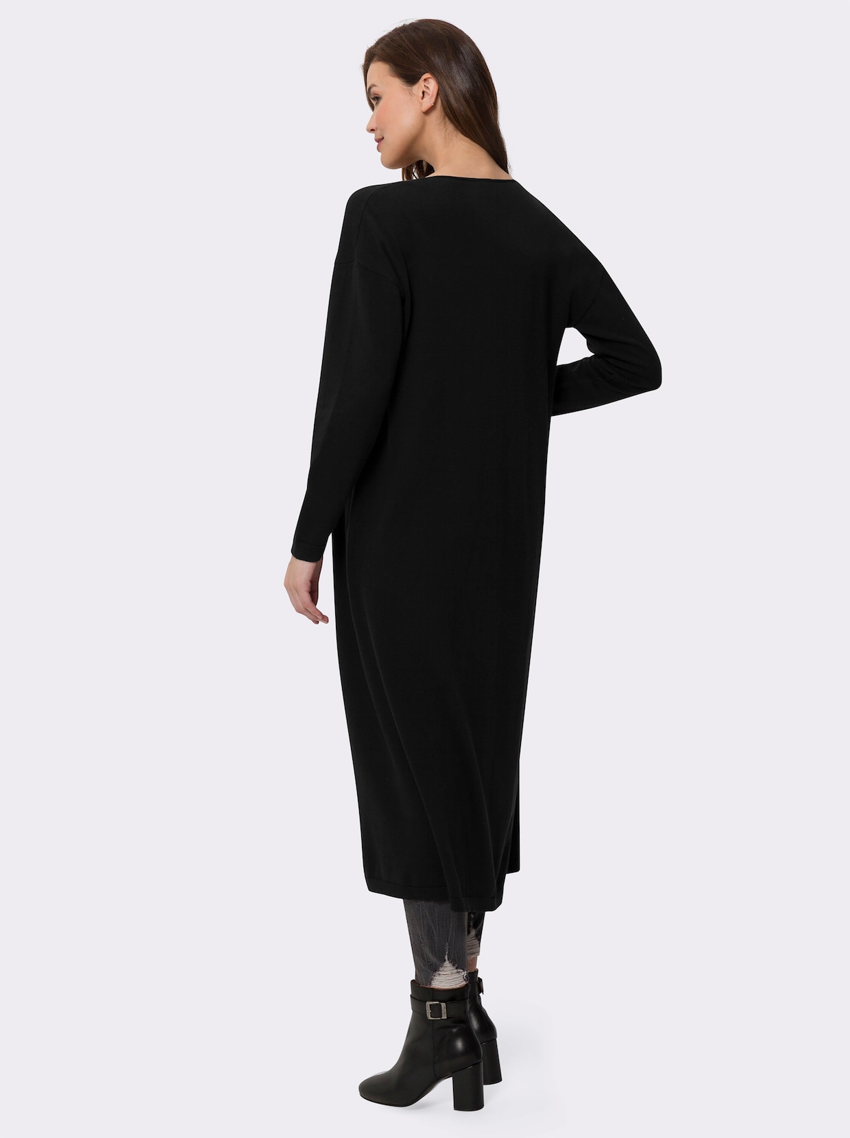heine Lang gebreid vest - zwart
