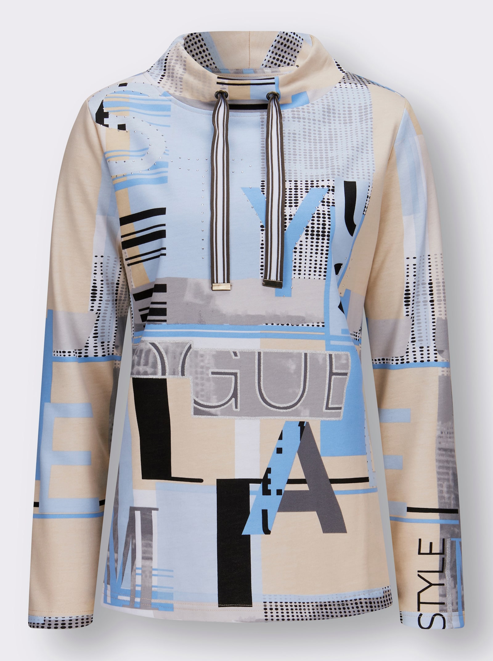 Sweatshirt mit Buchstaben-Print - himmelblau-ecru