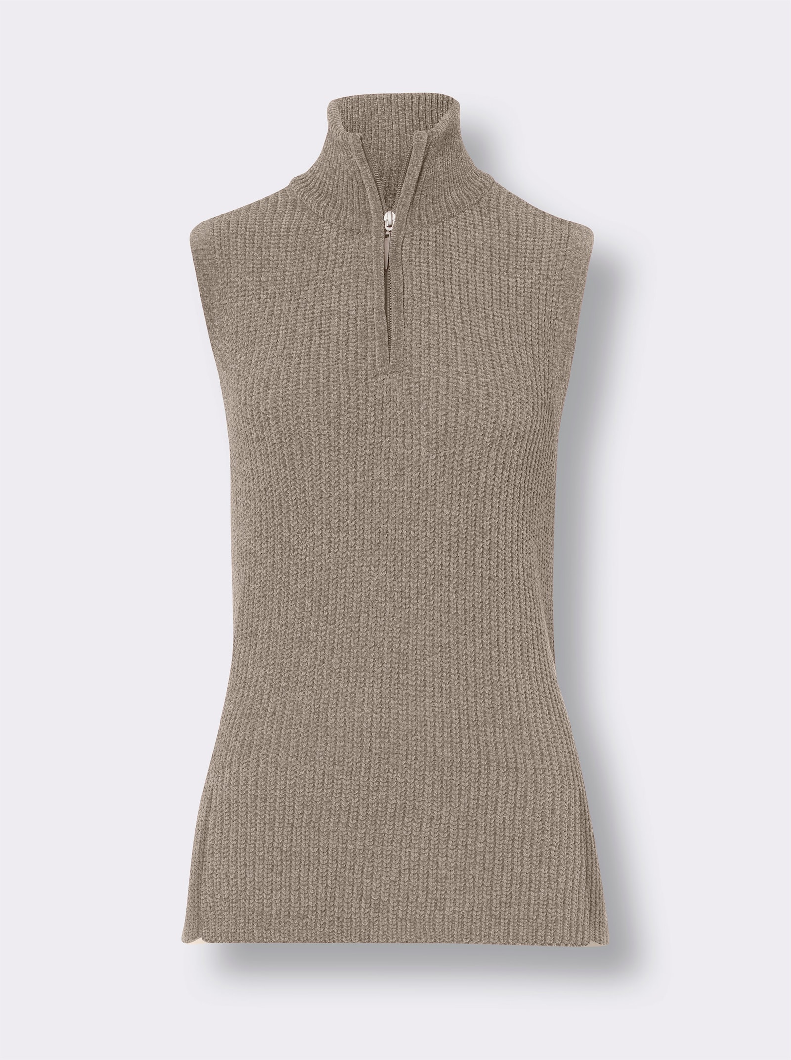 Slip-over met opstaande kraag en ritssluiting - sesam