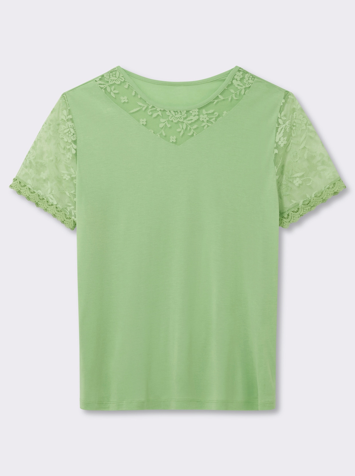 Spitzenshirt aus reiner Viskose - reseda