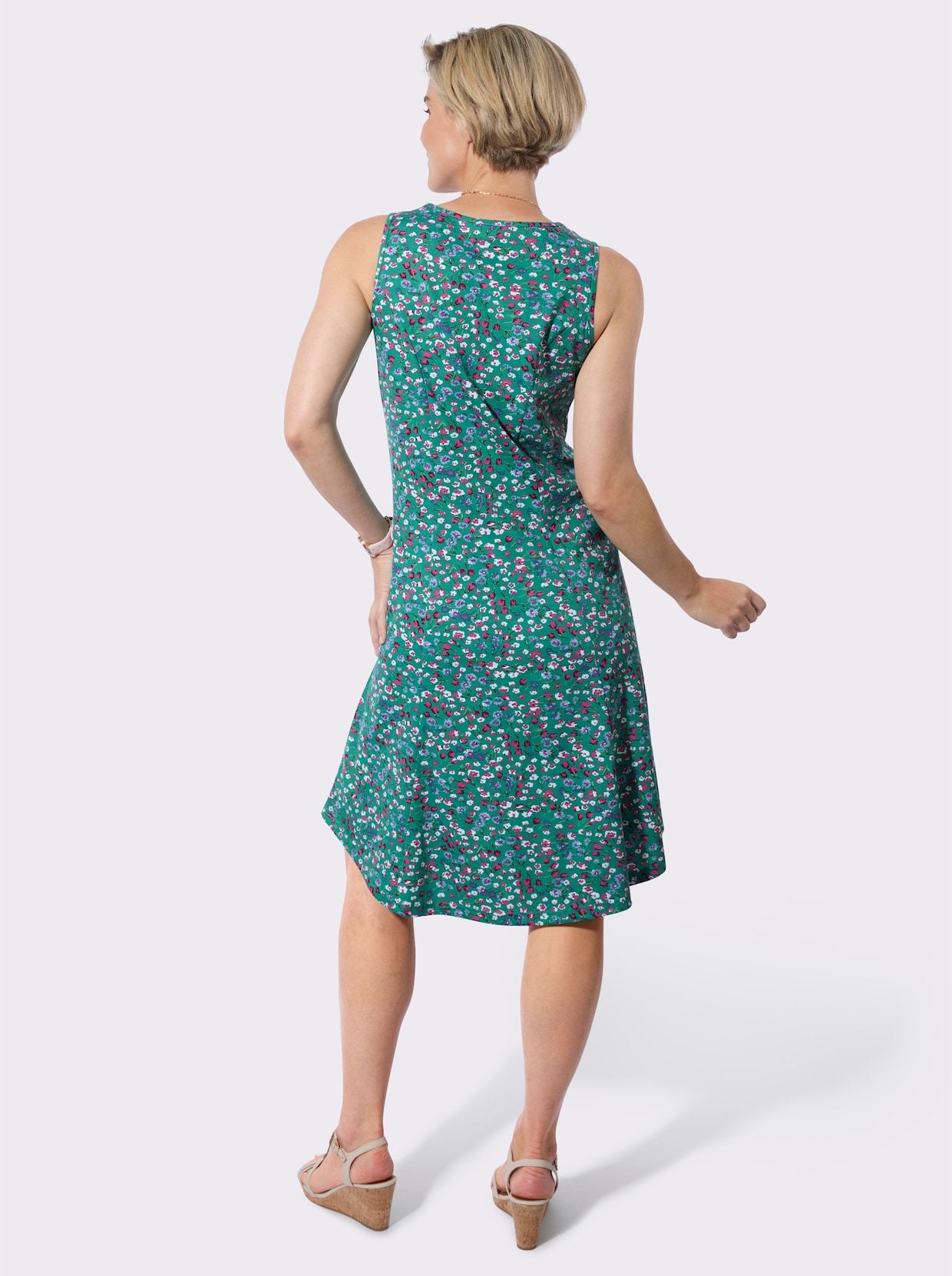 Sommerkleid - smaragd-fuchsia-bedruckt