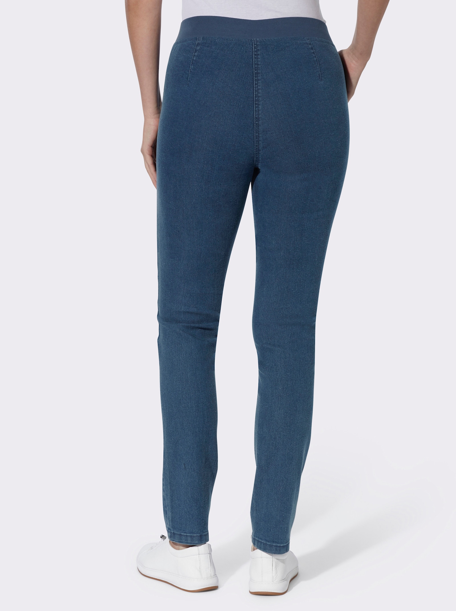Comfortjeans met ogen en sierband - blue-stonewashed