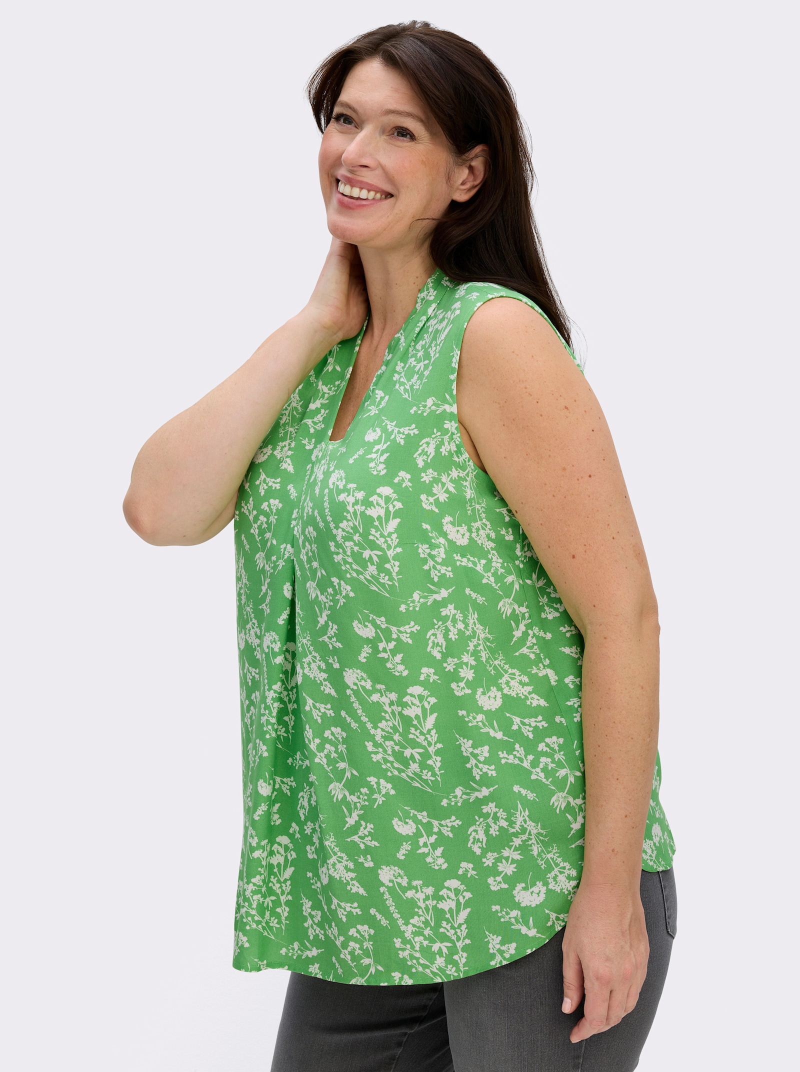 Blusentop aus reiner Viskose - apfel-ecru