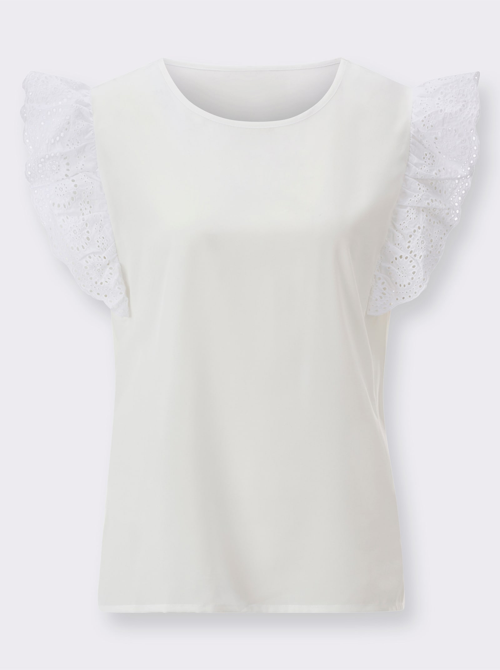 Blousetop met vleermuismouwen van kant - ecru