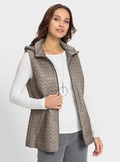 Steppweste mit Zick-Zack-Laserstepp - beige