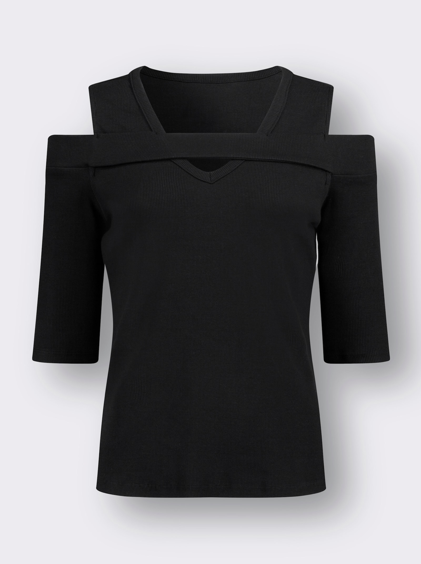 3/4-Arm-Shirt mit Cut-outs - schwarz