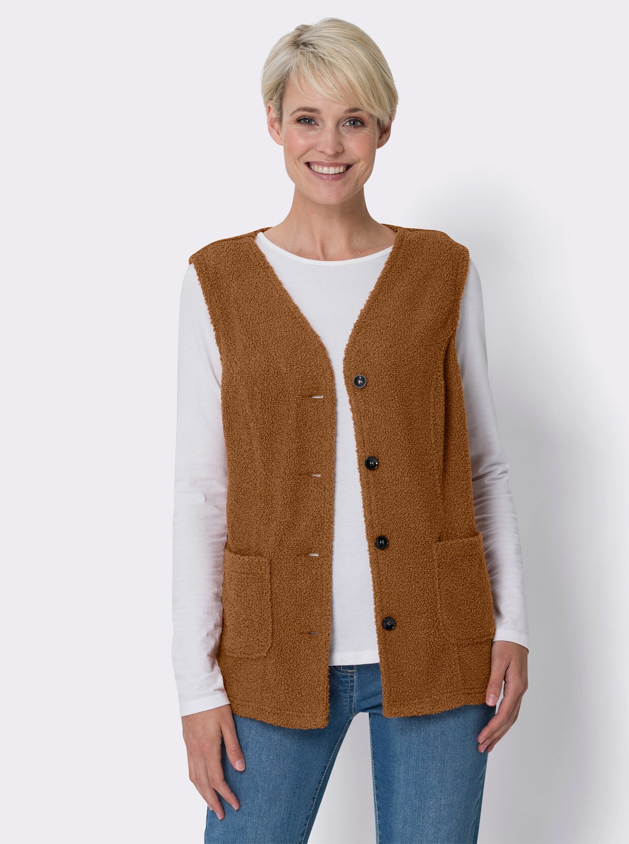 Fleecegilet - cognac