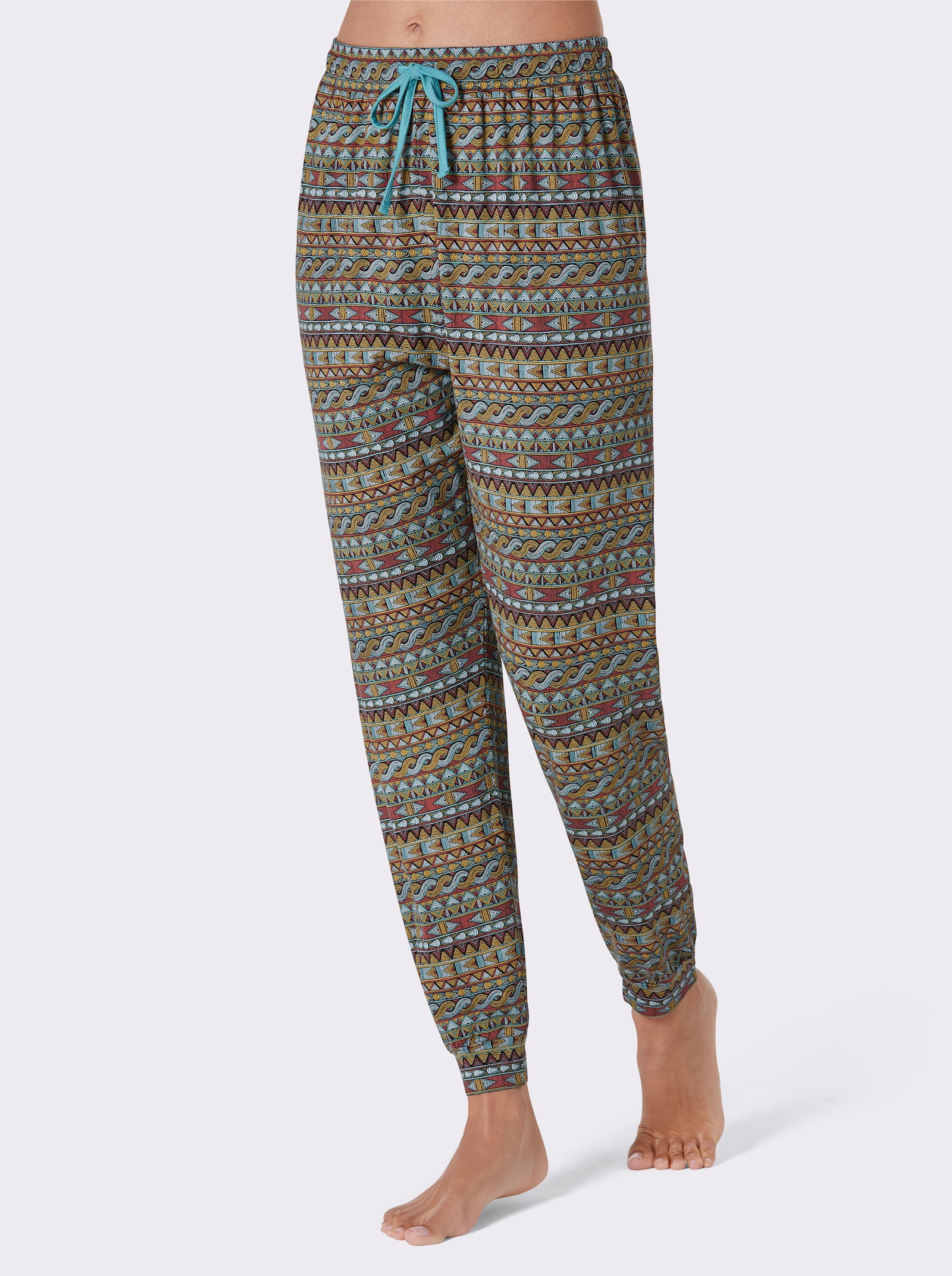 feel good Strandhose - aquamarin-terra-bedruckt