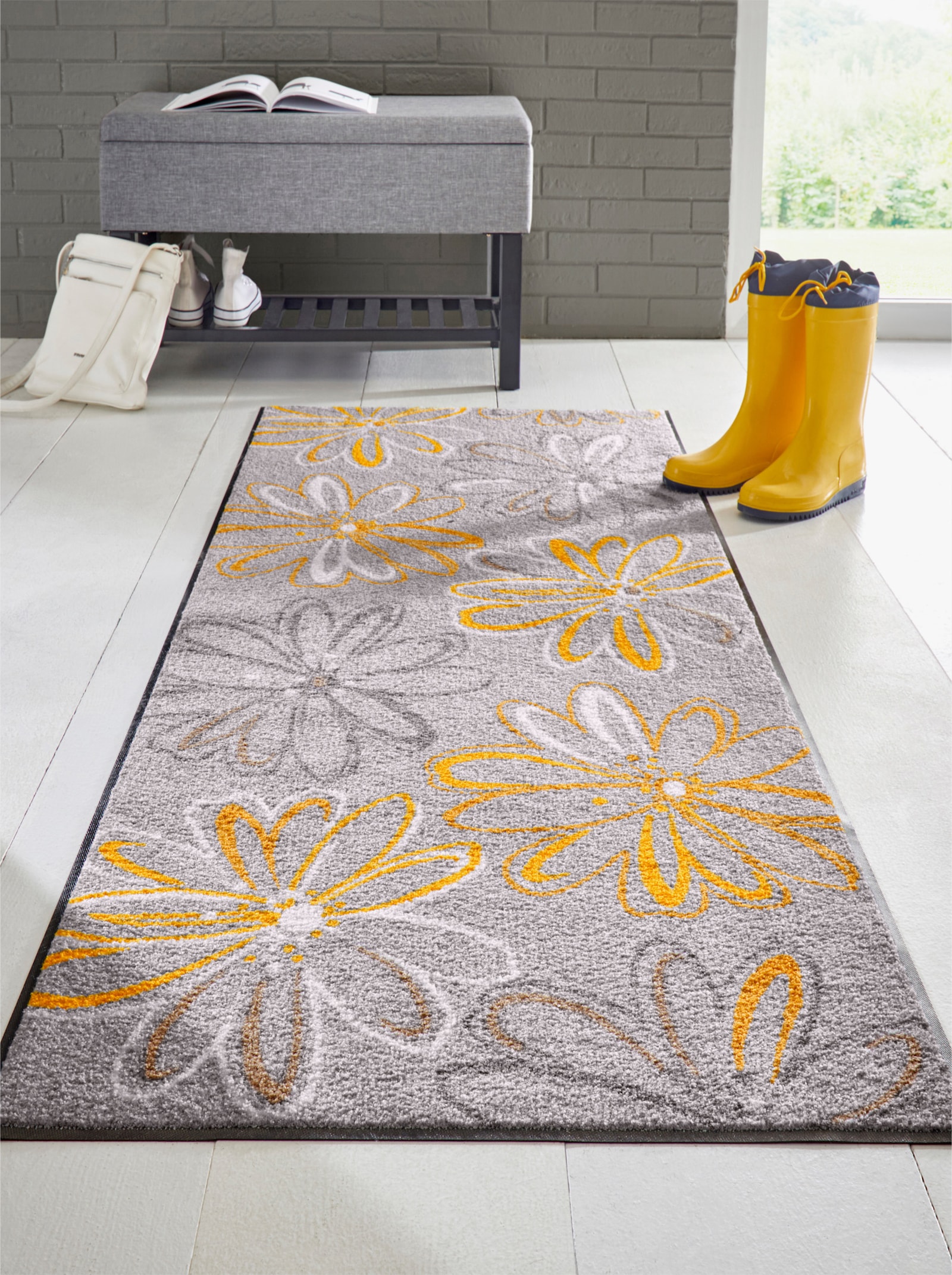 heine home Fußmatte - grau-gelb