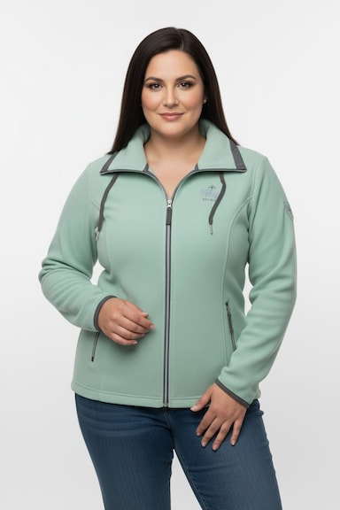 Fleecejacke mit schrägen Reißverschluss-Taschen - jadegrün