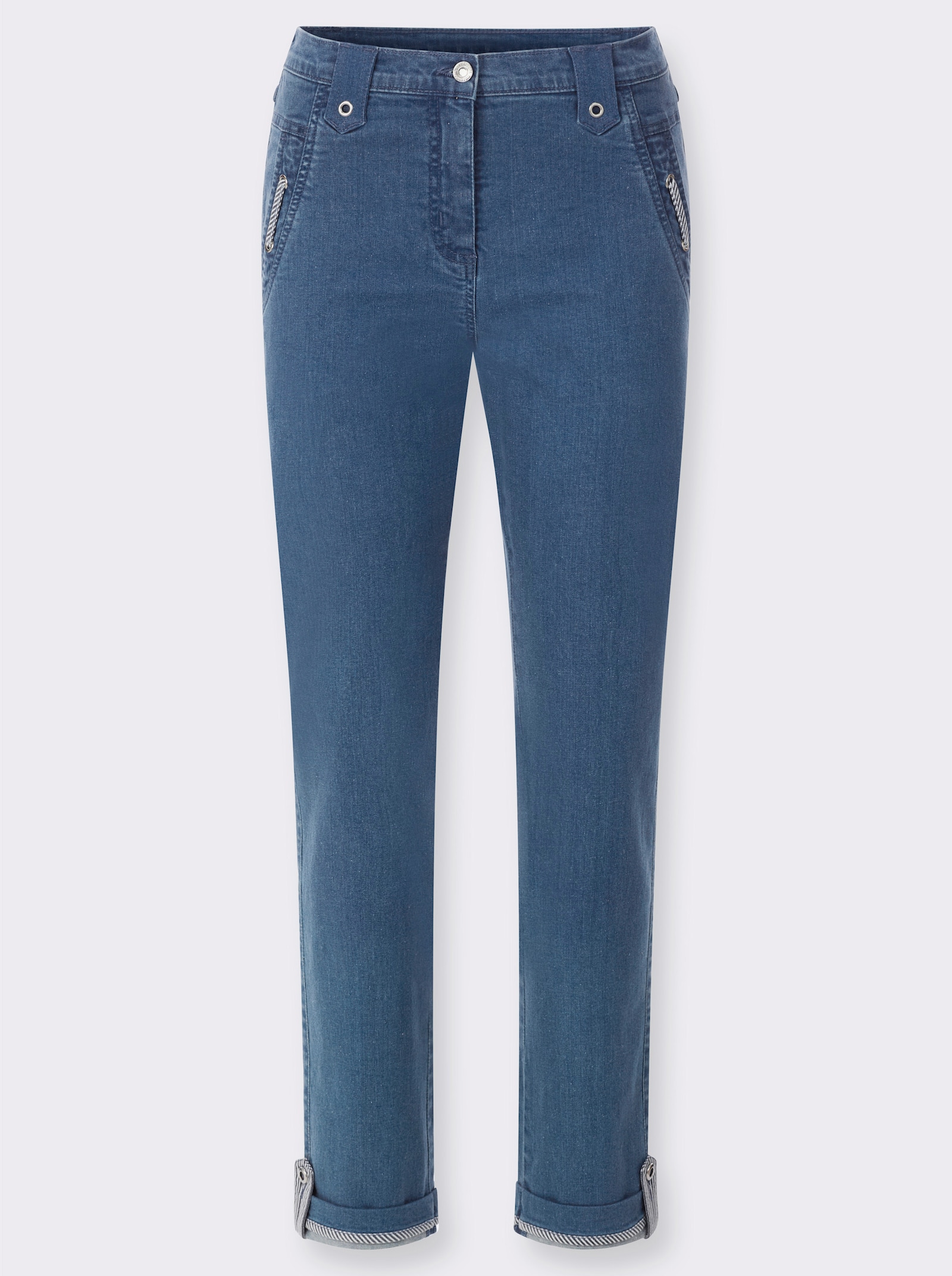 Schlupfjeans in Baumwoll-Stretch-Qualität - blue-bleached