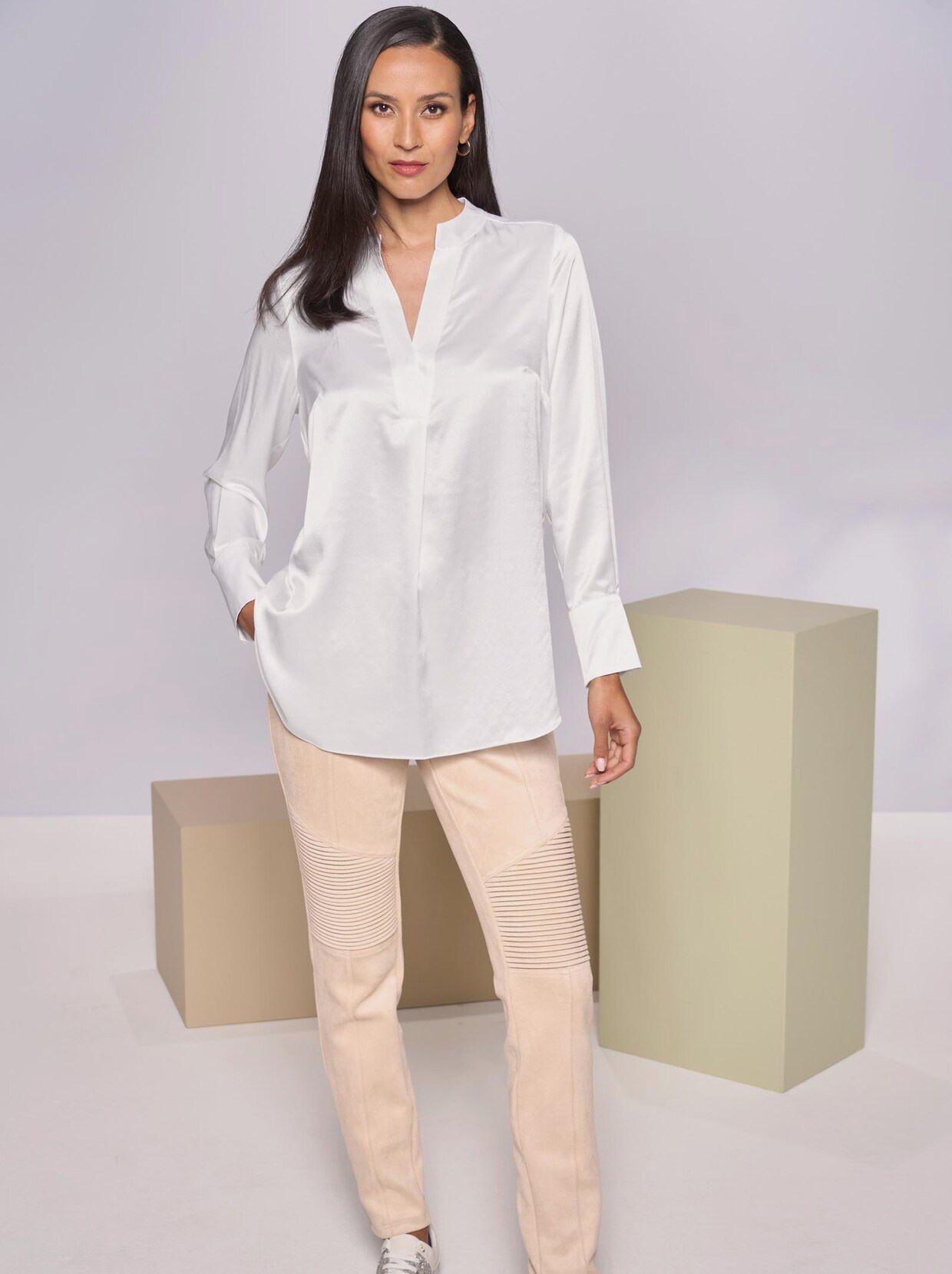Rick Cardona Seiden-Bluse - ecru