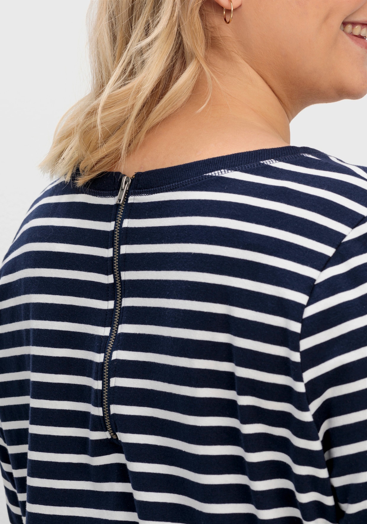 sheego Lang shirt - marine/wit