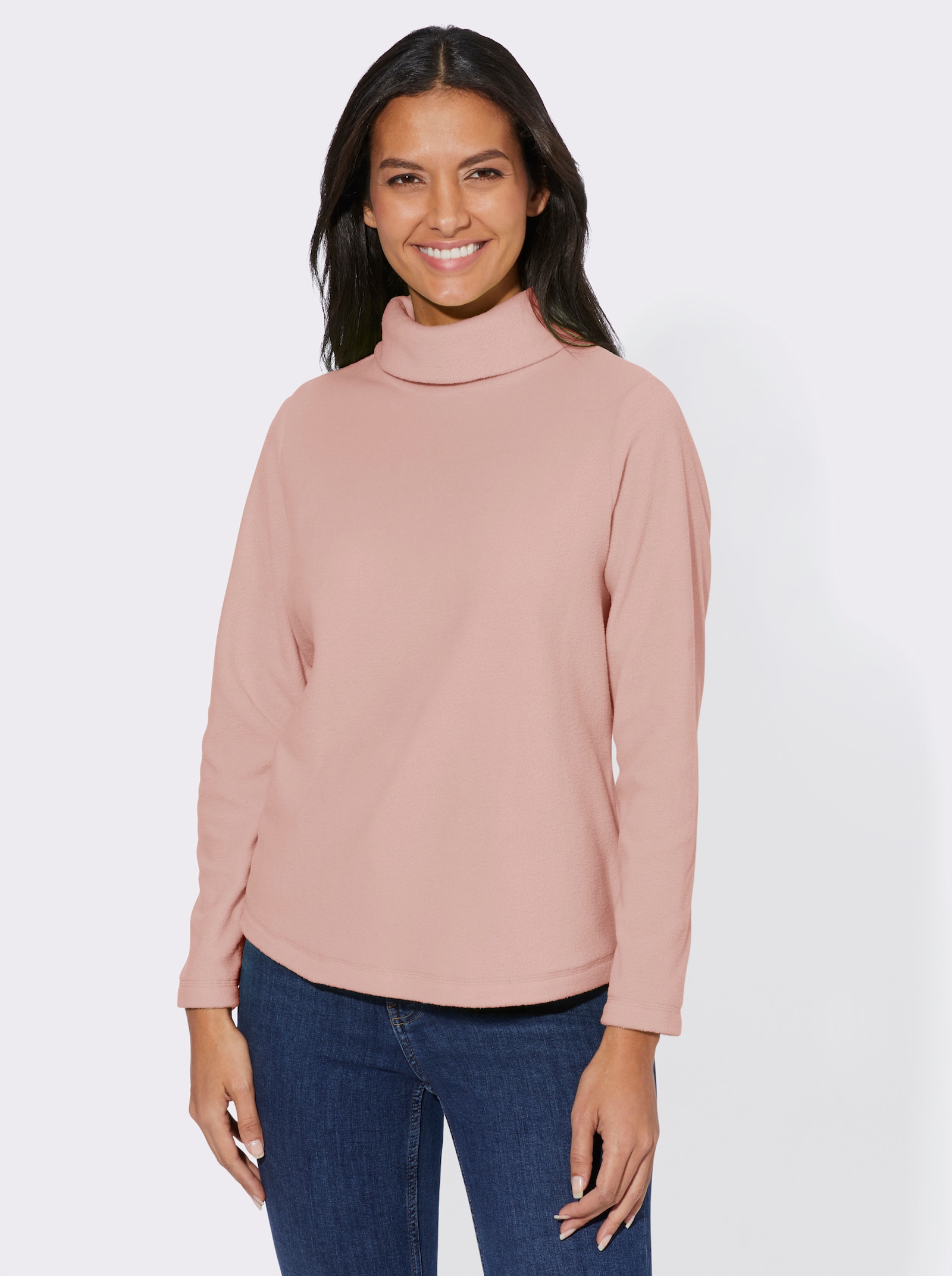 Fleeceshirt mit Zier-Nähten - puder